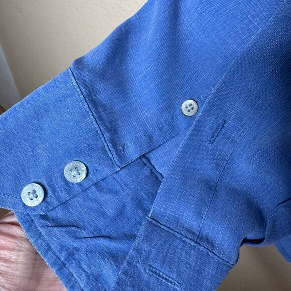 Bugatchi Uomo Shirt Mens Large Blue Button Up Long Sleeve Pocket Classic Casual - Picture 3 of 9